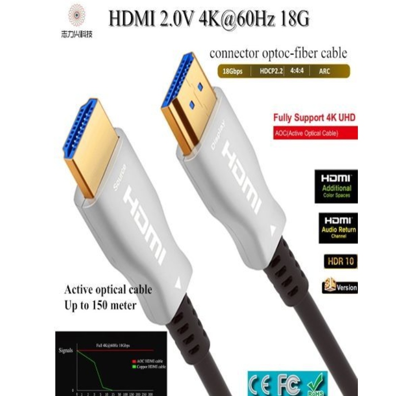 สาย HDMI ความเร็วสูง 60M \/ 197 ฟุต 2.0v 18G 4K @ 60hz 3D ACR สายสัญญาณเสียงและวิดีโอ, HDMI AOC